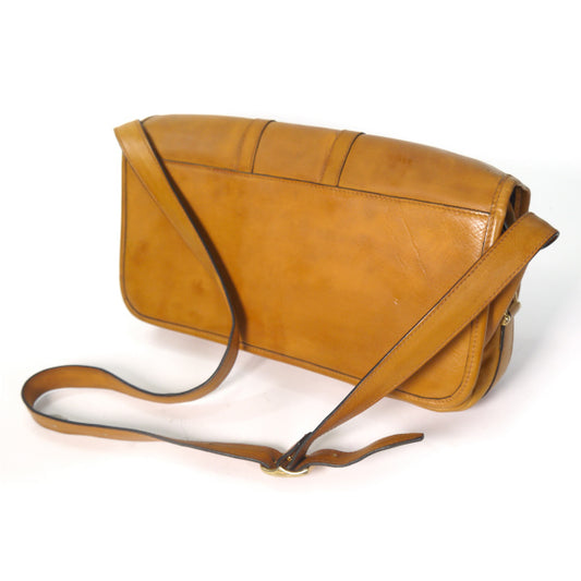 Lanvin ロゴプレート総革ショルダー(キャメル)