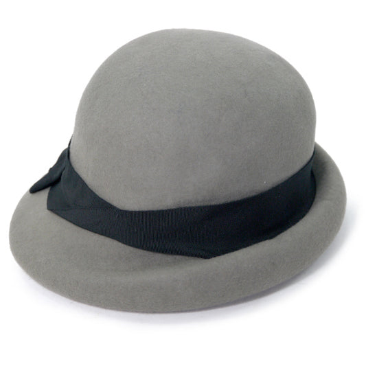 LANVIN en Bleu リボン付きクローシュ帽子(グレー)