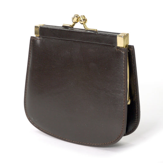 LANVIN ロゴ金具がま口コインケース(濃茶)