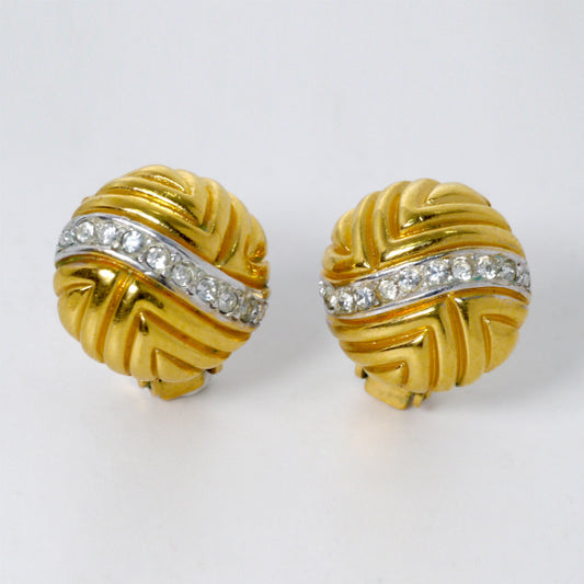 LANVIN ジルコニア ミニラウンドイヤリング(ゴールド)