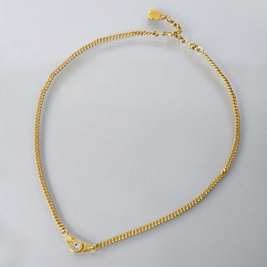 LANVIN 一粒ストーン LLロゴネックレス(ゴールド)