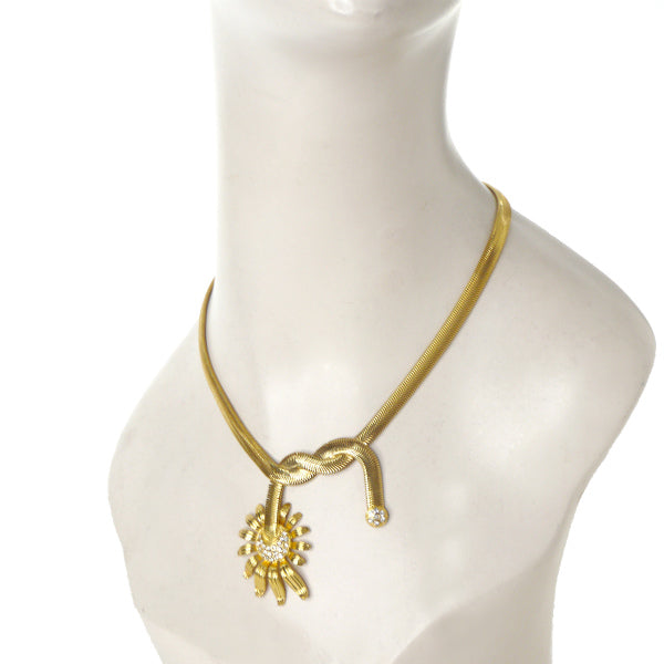 LANVIN フラワーモチーフネックレス(ゴールド/ストーン)