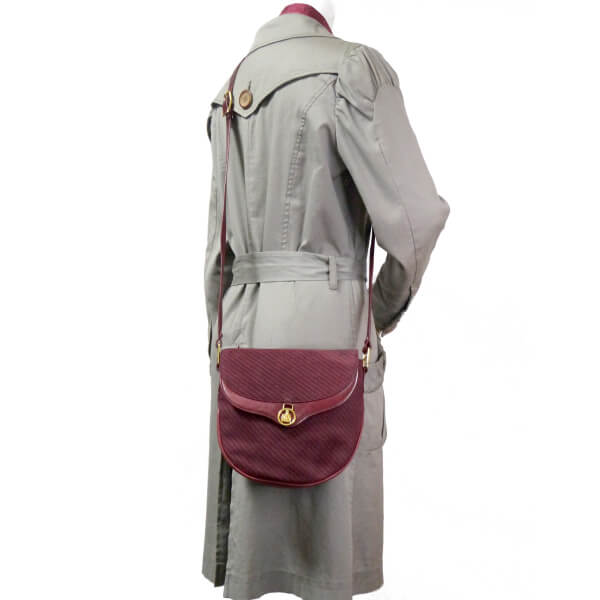 Lanvin 希少ロゴ ヌバックショルダー(ボルドー)