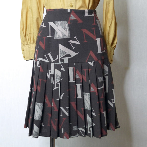 LANVIN ロゴ総柄ウールプリーツスカート（茶系） – Vintage Shop Rococo