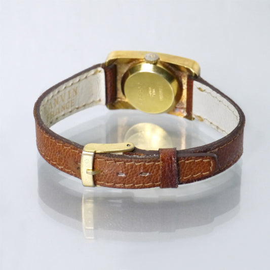 LANVIN 希少!!手巻きスクエア腕時計(茶)