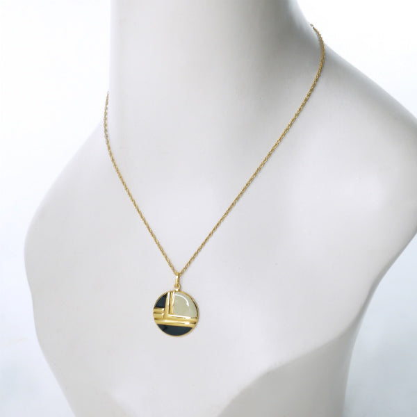 LANVIN ロゴラウンド マルチカラーネックレス(ゴールド)