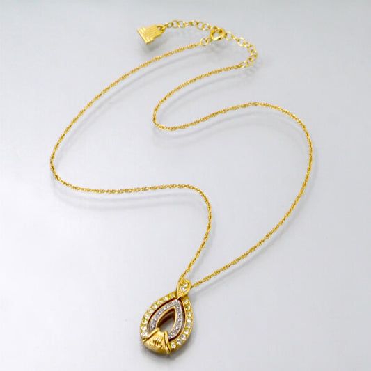 LANVIN ドロップ型ロゴストーンネックレス(ゴールド)