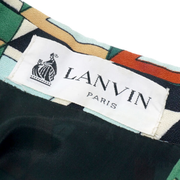 LANVIN 幾何学模様vintageワンピース(青系)