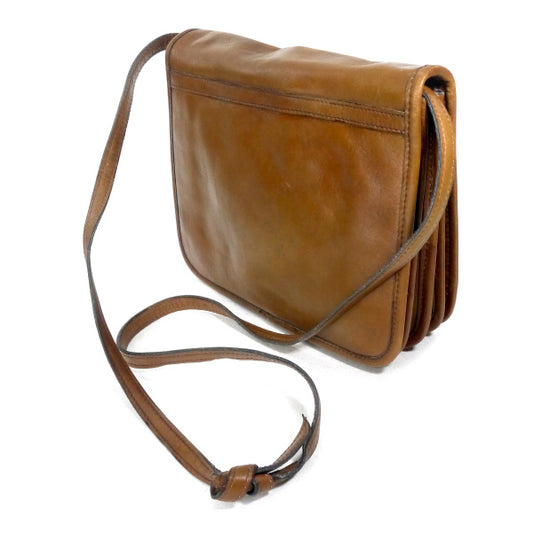 Lanvin 希少ロゴ!!アコーディオン総革ショルダー(飴色)