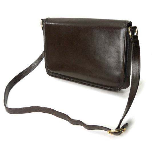 Lanvin 希少ロゴ!!総革ショルダーバッグ(濃茶)