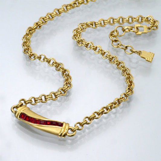 LANVIN レッドストーン ネックレス(ゴールド)