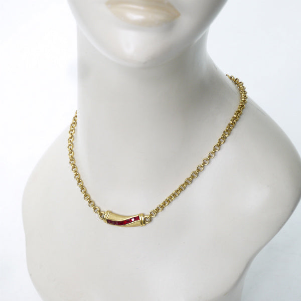 LANVIN レッドストーン ネックレス(ゴールド)