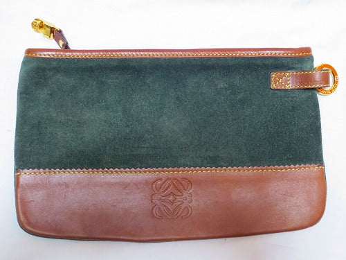 LOEWE スエードセカンドバッグ(深緑)