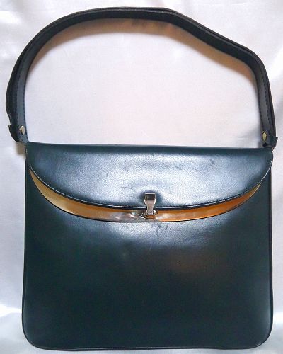 LOEWE 2Way斜めがけ総皮ショルダー(深緑)