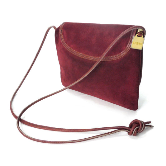 LOEWE アナグラムロゴ スエードポシェット(ボルドー)
