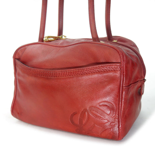 LOEWE アナグラムロゴ 総革ミニボストン(赤)