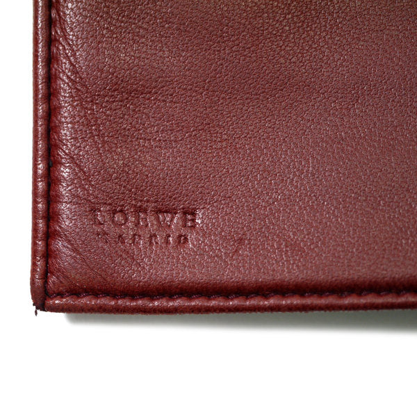 LOEWE アナグラムロゴ ラム革長財布(ボルドー)