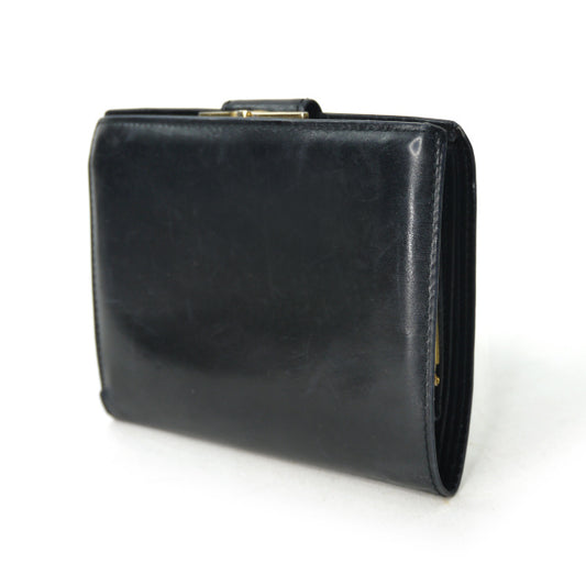 LOEWE アナグラムロゴ ラム革がま口折財布(黒)