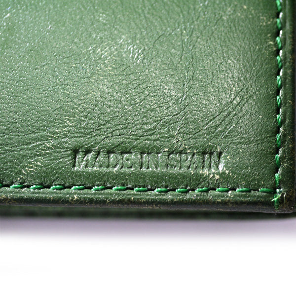 LOEWE アナグラムロゴ レザー折り財布(緑)