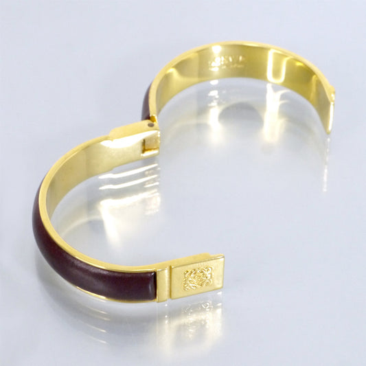 LOEWE アナグラムロゴ レザーブレスレット(ゴールド×ボルドー )