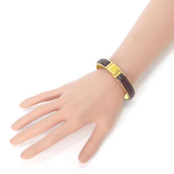 LOEWE アナグラムロゴ レザーブレスレット(ゴールド×ボルドー )