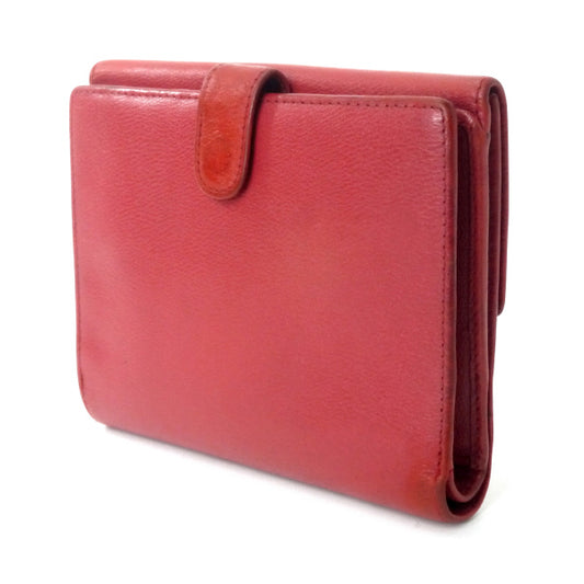 LOEWE アナグラムロゴボタン レザー折り財布(赤)