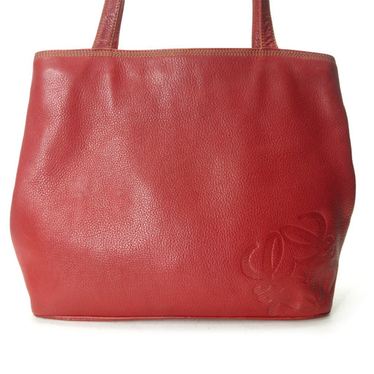 LOEWE アナグラムロゴ型押しレザーA4トートバッグ(赤)