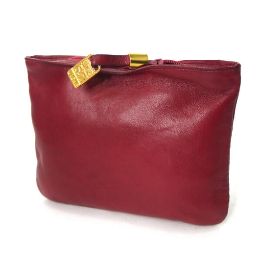LOEWE アナグラムロゴ総革ミニポーチ(赤)