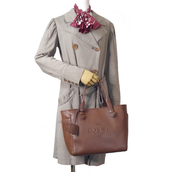 LOEWE ヘリテージ レザートートバッグ(茶)