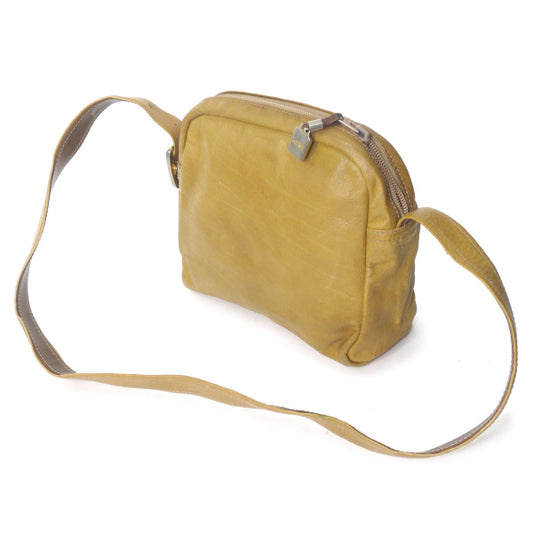 LOEWE アナグラムロゴ スクエアレザーショルダー(黄)