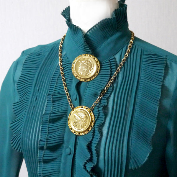 MIRIAM HASKELL 80sコインモチーフ ネックレス&ブローチSET