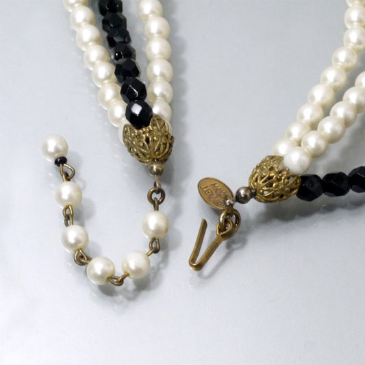 MIRIAM HASKELL 80sパール×ビーズ3連ネックレス