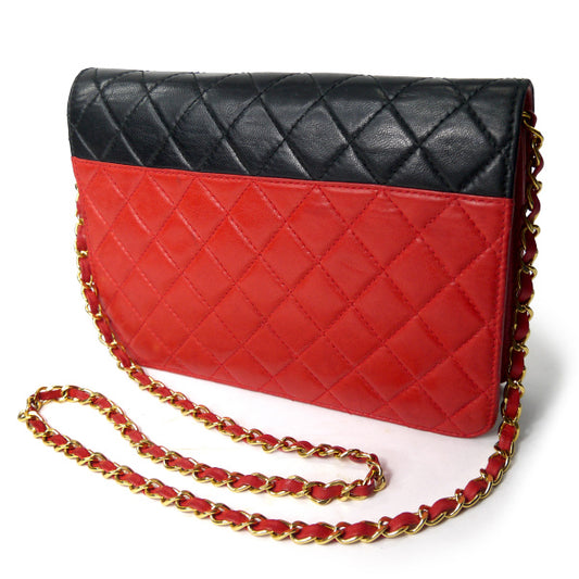 mila schon キルティング バイカラーチェーンバッグ(赤/黒)