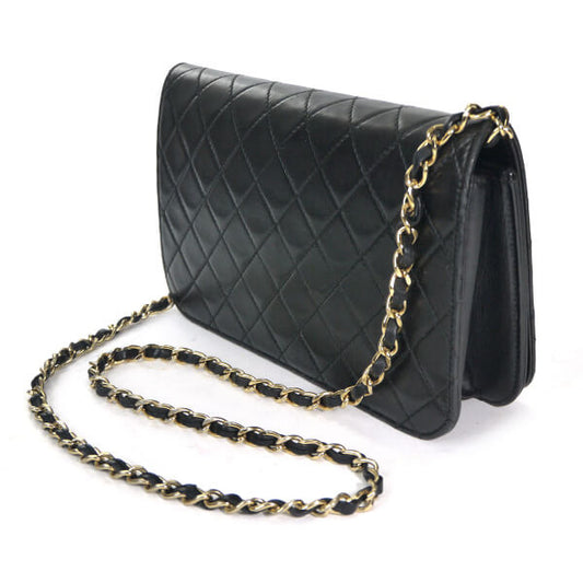 mila schon キルティングレザー フルフラップチェーンバッグ(黒)
