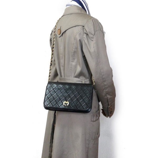 mila schon キルティングレザー フルフラップチェーンバッグ(黒)