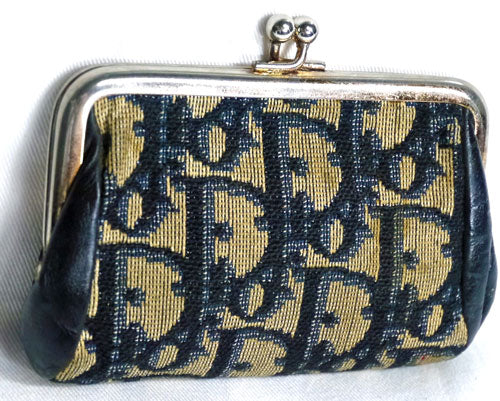 Old Dior トロッターがま口コインケース(紺)