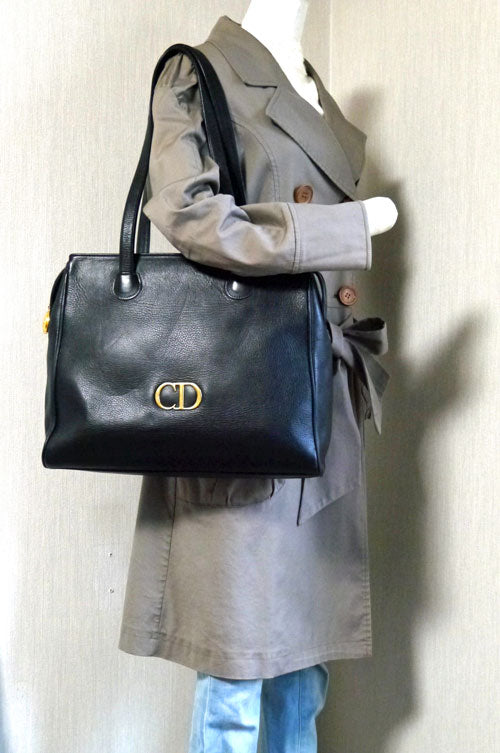 C.Dior<訳あり>総皮トートバッグ(黒)