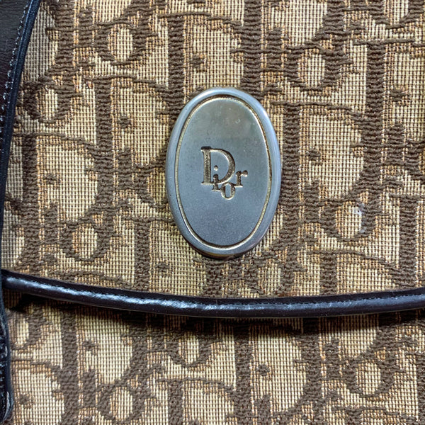 OLD Dior トロッター柄オーバルロゴ金具ハンドバック(茶)