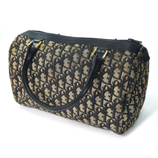 OLD Dior トロッター柄 CDロゴボストン(青/中)