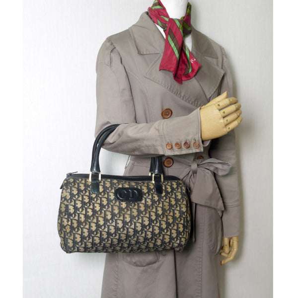 OLD Dior トロッター柄 CDロゴボストン(青/中)