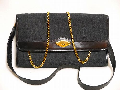 Old Dior チェーンショルダー付ショルダー(トロッター 黒)