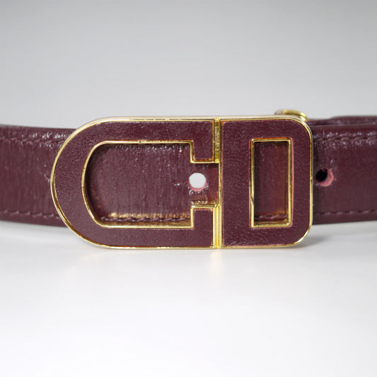 Old Dior ロゴバックル レザーベルト(ボルドー)