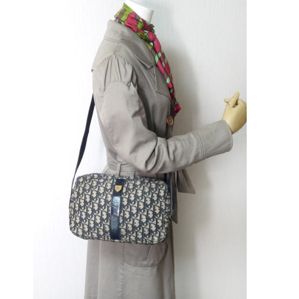 Old Dior トロッター横長ショルダーバッグ(青系)