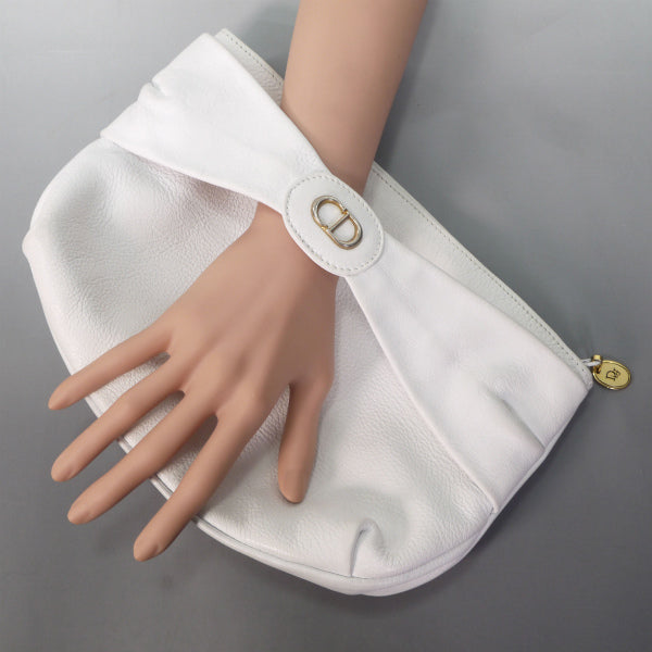 OLD Dior CDロゴ総革クラッチバッグ(白)