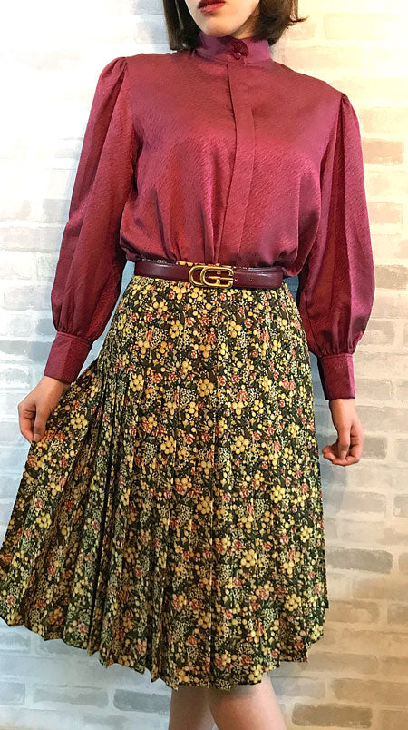 Old Dior ハイネック葡萄色シルクブラウス