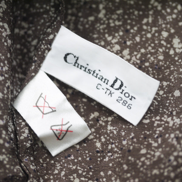 Old Dior マルチボーダー ボウタイシルクブラウス (茶系)