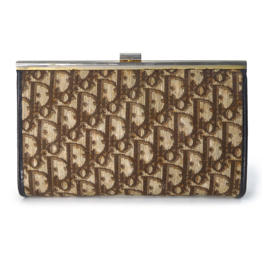 Old Dior トロッター柄がま口クラッチバッグ(茶)