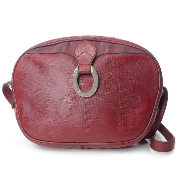 【美品】ディオール　ショルダーバッグ　CD　オーバル　ゴールド金具　レザー　赤色 美品】ディオールショルダーバッグCDオーバルゴールド金具レザー赤色