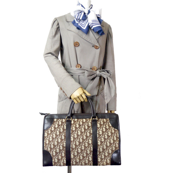 OLD Dior トロッター柄スクエアボストンバッグ(茶)