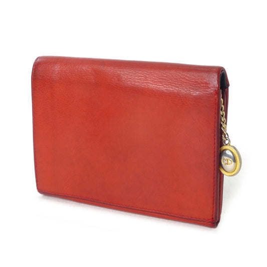 OLD Dior エンボスCDロゴレザー折り財布(赤/紺)